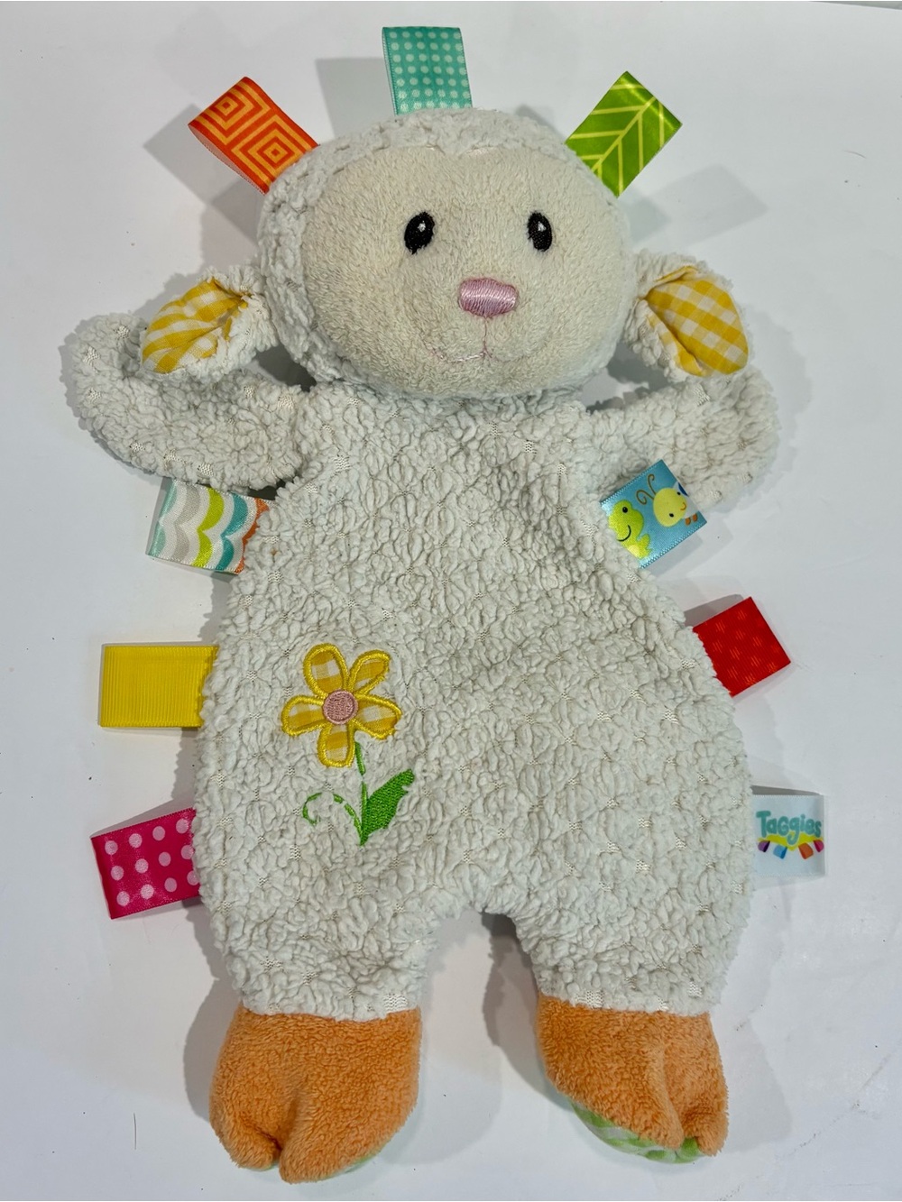 Taggies Mary Meyer Baby Sherbet Lamb Lovey Soft Toy 12" Plush Colorful Cuddly